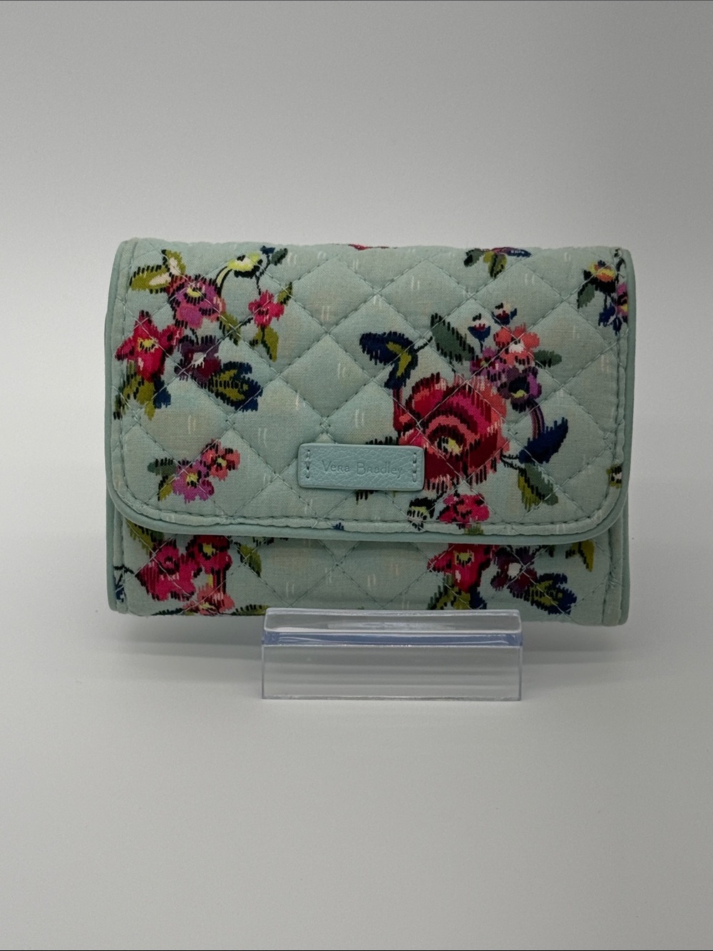 Vera Bradley Quilted Floral Trifold Wallet in Mint Green
